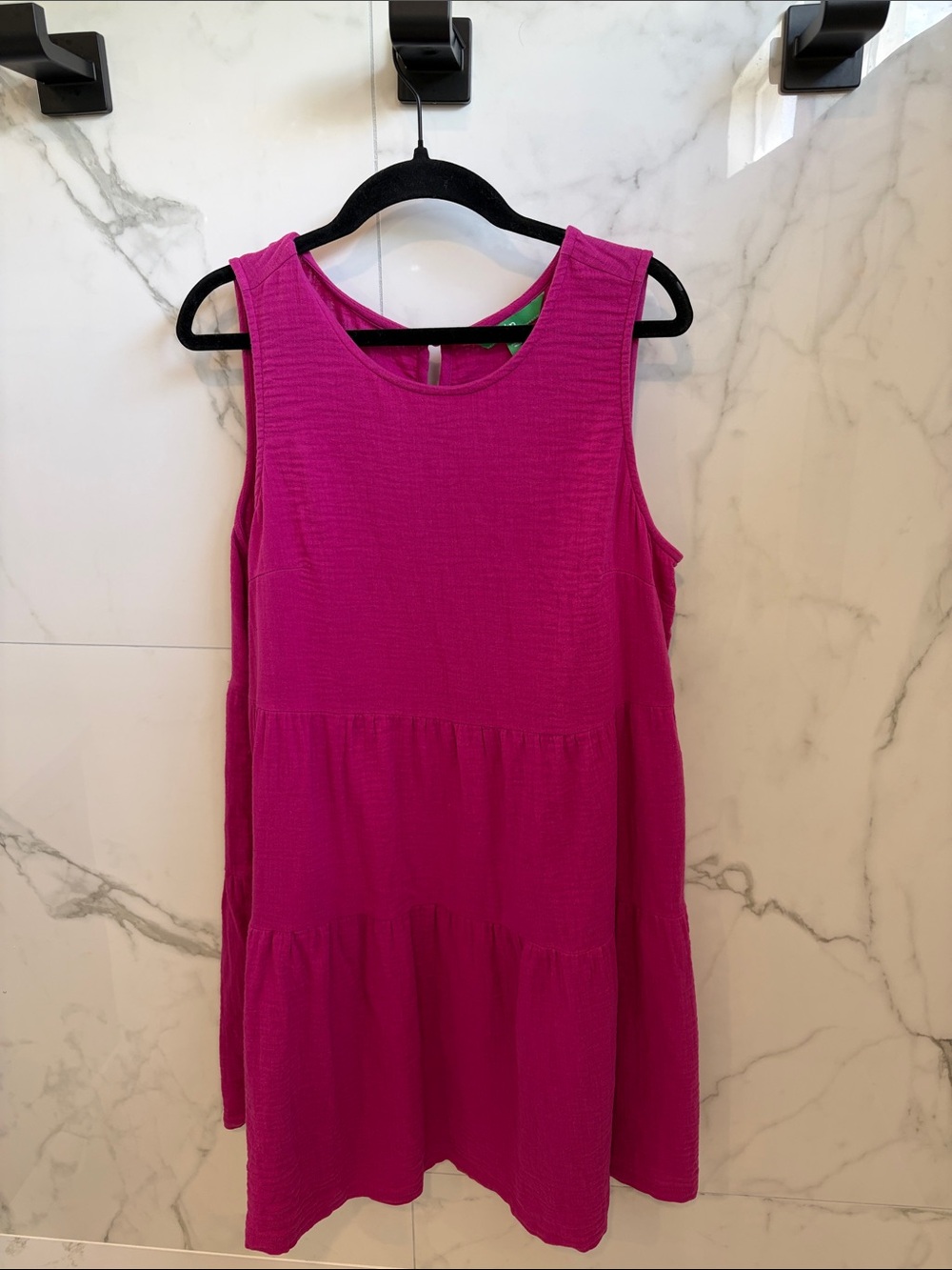 dip Fuchsia Pink Sleeveless Tiered Dress